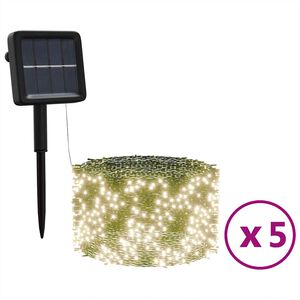 vidaXL Lampes solaires 5 pcs 5x200 LED Blanc chaud Int&eacute;rieur Ext&eacute;rieur