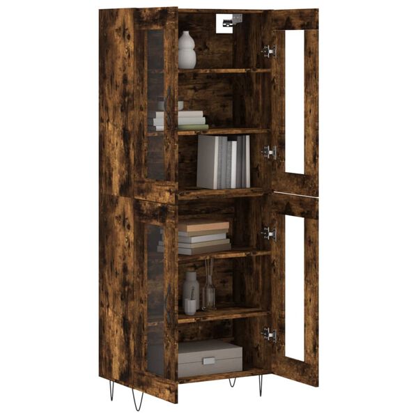 vidaXL Buffet haut Ch&ecirc;ne fum&eacute; 69,5x34x180 cm Bois d'ing&eacute;nierie