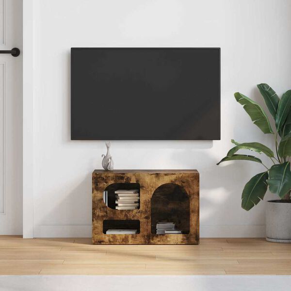 vidaXL Meuble TV Ch&ecirc;ne fum&eacute; 60 x 35 x 40 cm Bois d'ing&eacute;nierie