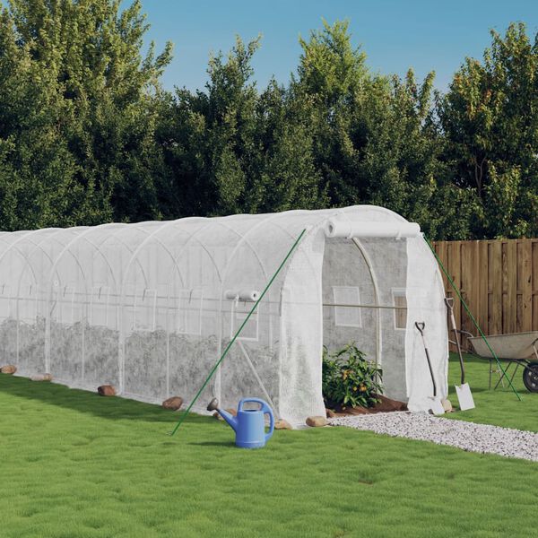 vidaXL Serre avec cadre en acier blanc 24 m&sup2; 12x2x2 m