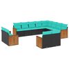 vidaXL Ensemble de canap&eacute; de jardin 12 pcs avec coussins noir r&eacute;sine tress&eacute;e