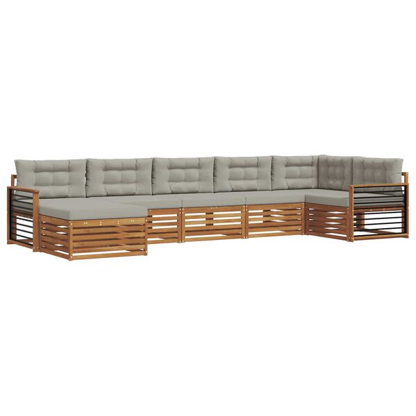 vidaXL Ensembles de canap&eacute;s avec coussin 7 pcs Gris Naturel et Clair