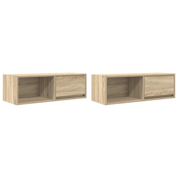 vidaXL Meubles TV 2 pcs ch&ecirc;ne sonoma 80x31x25,5 cm bois d'ing&eacute;nierie