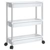 vidaXL Chariot de rangement &agrave; 3 niveaux Argent&eacute; et blanc Aluminium
