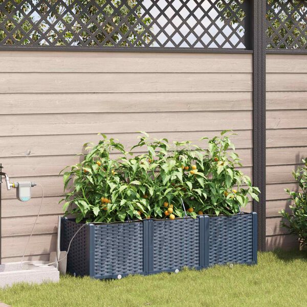 vidaXL Cache-pot de jardin 3 pcs Gris 120 x 40 x 37,5 cm Plastique