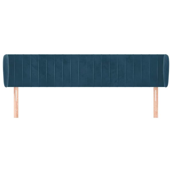 vidaXL T&ecirc;te de lit avec oreilles Bleu fonc&eacute; 183x23x78/88 cm Velours