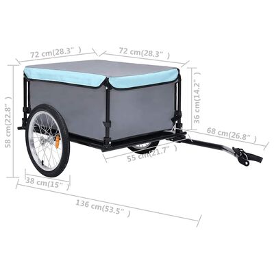 VidaXL Remorque Vélo 65 Kg - Chariot De Transport Polyvalent - Cadre Acier, Housse Polyester Imperméable - Noir/Jaune