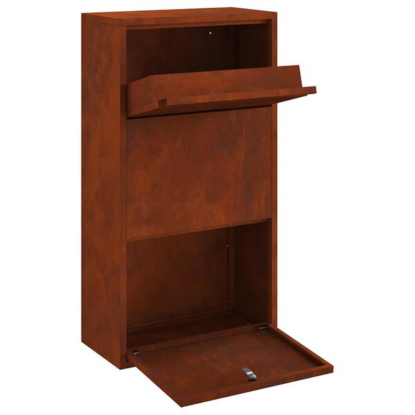 vidaXL Bo&icirc;te de d&eacute;p&ocirc;t de colis Rouill&eacute; 44 x 22 x 82 cm Acier patin&eacute;