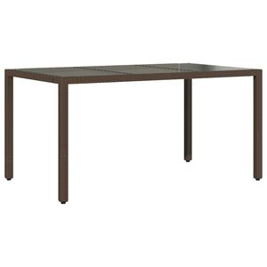 vidaXL Table de jardin avec dessus en verre marron r&eacute;sine tress&eacute;e