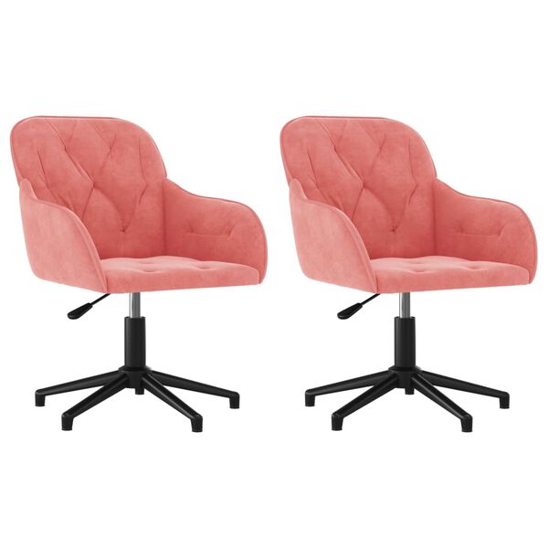 vidaXL Chaises pivotantes à manger lot de 2 Rose Velours