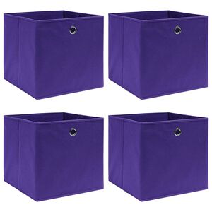 vidaXL Bo&icirc;tes de rangement 4 pcs Tissu intiss&eacute; 28x28x28 cm Violet
