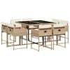 vidaXL Ensemble &agrave; manger de jardin et coussins 9 pcs beige Poly rotin