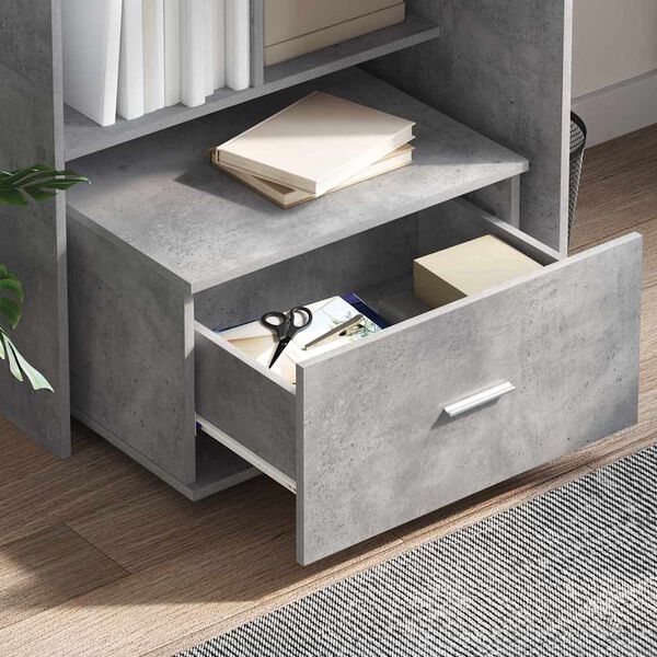 vidaXL Bureau Gris b&eacute;ton 131,5 x 50 x 106,5 cm Bois d'ing&eacute;nierie