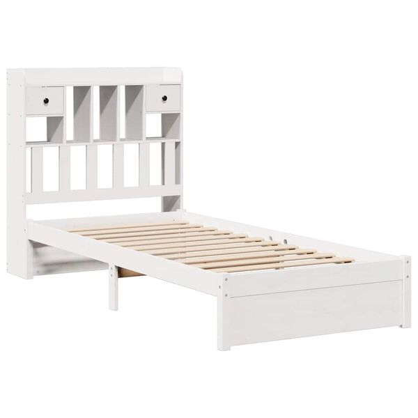 vidaXL Lit biblioth&egrave;que sans matelas blanc 75x190cm bois de pin massif