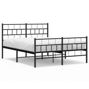 vidaXL Cadre de lit m&eacute;tal sans matelas avec pied de lit noir 140x200cm
