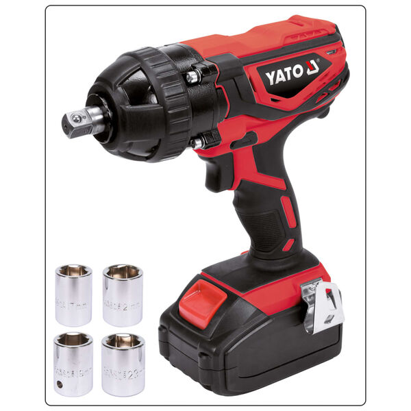 YATO Cl&eacute; &agrave; chocs avec batterie Li-ion 2,0Ah 1/2" 18V 300Nm