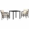 vidaXL Ensemble de salle &agrave; manger pour jardin 3 pc Marron polyrotin