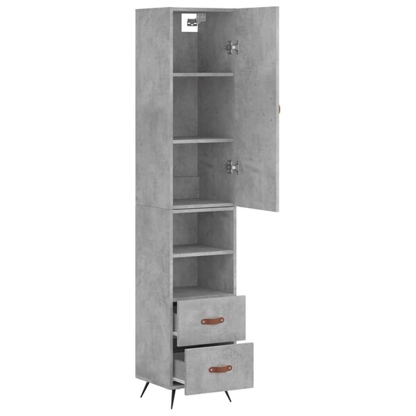 vidaXL Buffet haut Gris béton 34,5x34x180 cm Bois d'ingénierie
