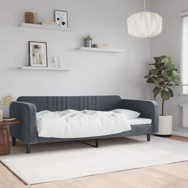 vidaXL Lit de repos sans matelas gris foncé 100x200 cm velours
