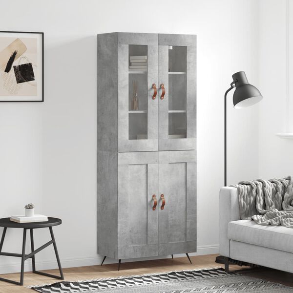 vidaXL Buffet haut Gris b&eacute;ton 69,5x34x180 cm Bois d'ing&eacute;nierie
