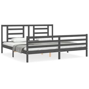 vidaXL Cadre de lit sans matelas gris 200x200 cm bois massif