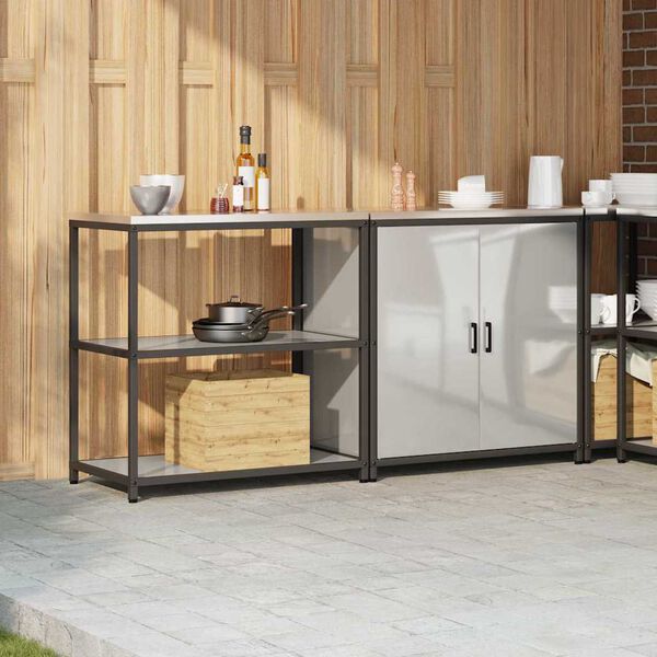 vidaXL Ensemble de rangement cuisine 2 pcs Argent&eacute; Acier galvanis&eacute;