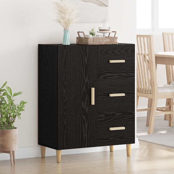 vidaXL Buffet Ch&ecirc;ne noir 34 x 69,5 x 90 cm Bois d'ing&eacute;nierie