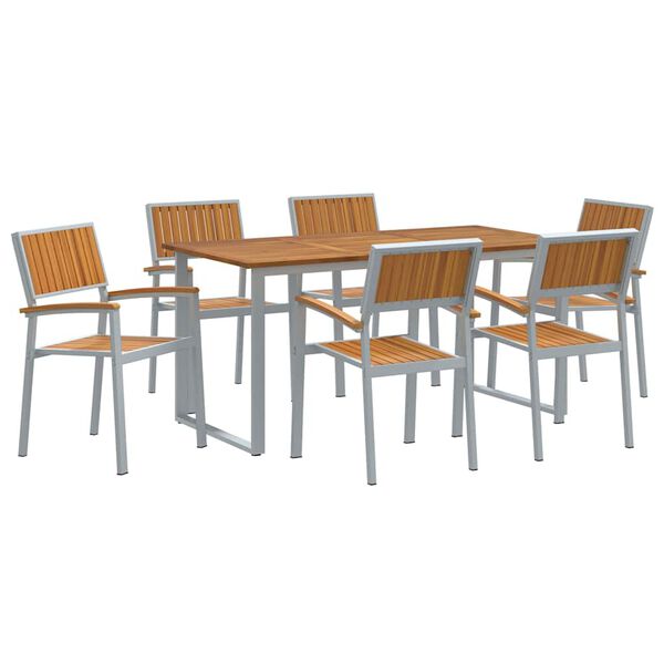 vidaXL Ensemble de salle à manger pour jardin 7 pcs Gris