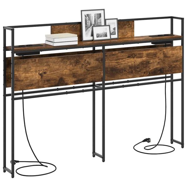 vidaXL T&ecirc;te de lit de rangement Ch&ecirc;ne fum&eacute; 160 cm Bois d'ing&eacute;nierie