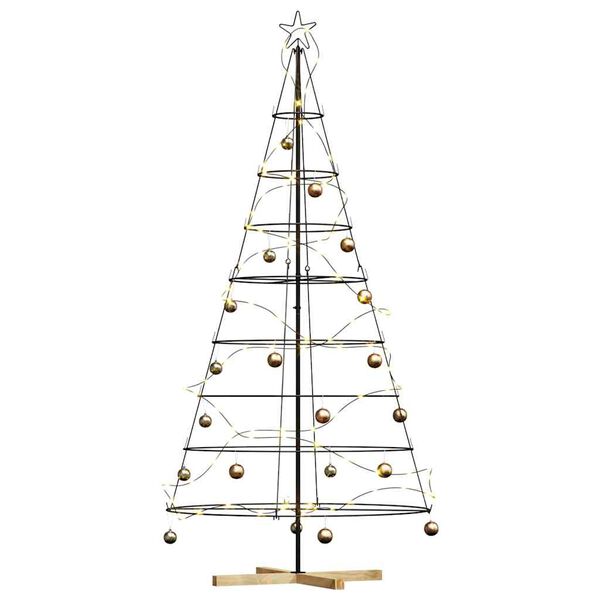 vidaXL Arbre en cône de Noël avec support Noir 210 cm Acier