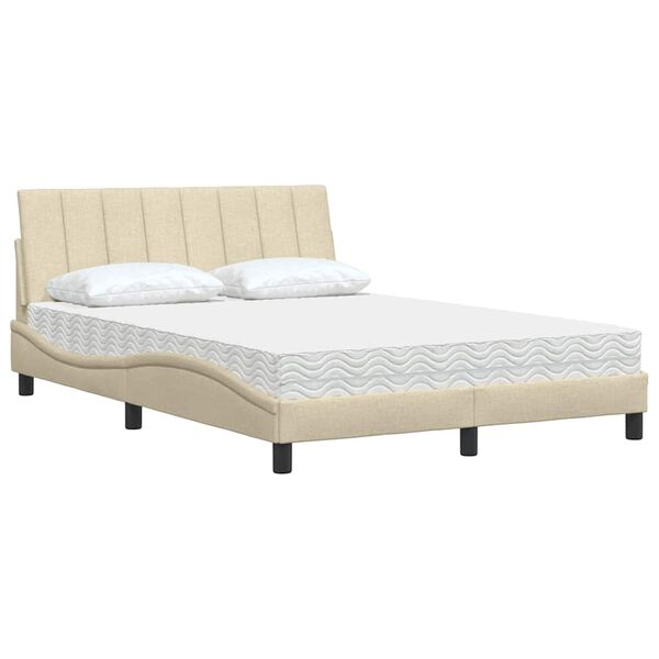 vidaXL Lit avec matelas Hanko cr&egrave;me 140x190 cm tissu