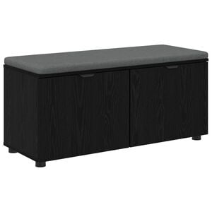 vidaXL Banc d'entr&eacute;e avec coussin Ch&ecirc;ne Noir 100 x 38 x 46 cm