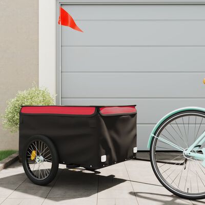 vidaXL Remorque de vélo noir et rouge 45 kg fer