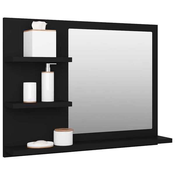vidaXL Miroir de salle de bain noir 60x10,5x45 cm bois d&rsquo;ing&eacute;nierie