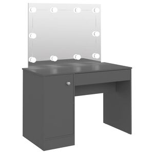 vidaXL Table de maquillage avec &eacute;clairage LED 110x55x145 cm MDF Gris