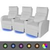 vidaXL Fauteuil inclinable à LED à 3 places Cuir artificiel Blanc