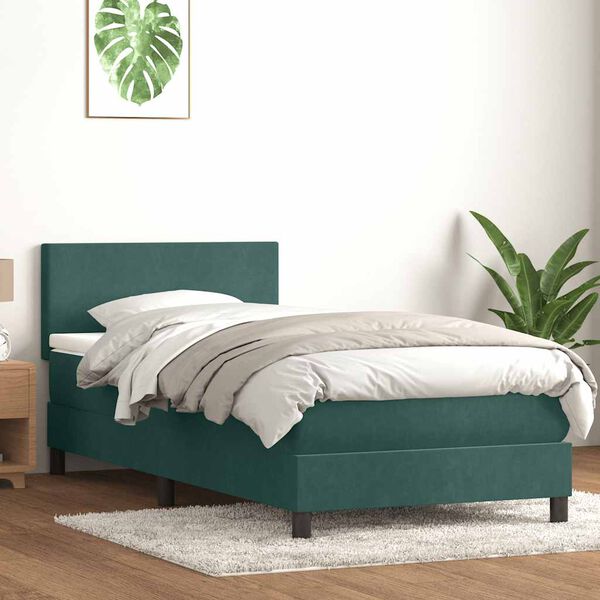 vidaXL Sommier à lattes de lit et matelas vert foncé 80x210 cm velours