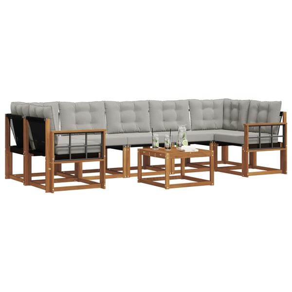 vidaXL Ensemble de canap&eacute;s d'ext&eacute;rieur 8 pcs Gris Naturel et Clair