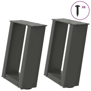 vidaXL Pieds de table basse en U 2 pi&egrave;ces Anthracite 30 x (30-31) cm Acier