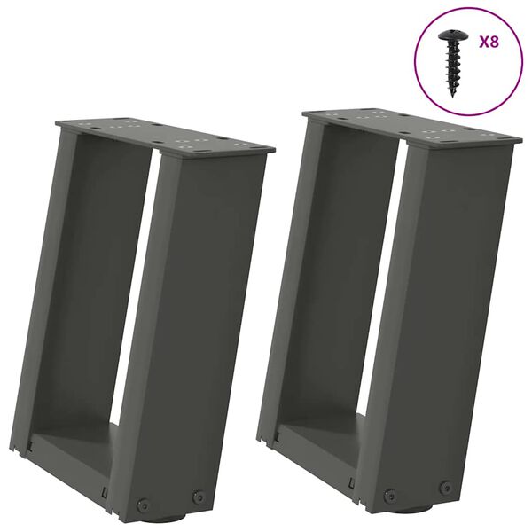 vidaXL Pieds de table basse en U 2 pièces Anthracite 30 x (30-31) cm Acier