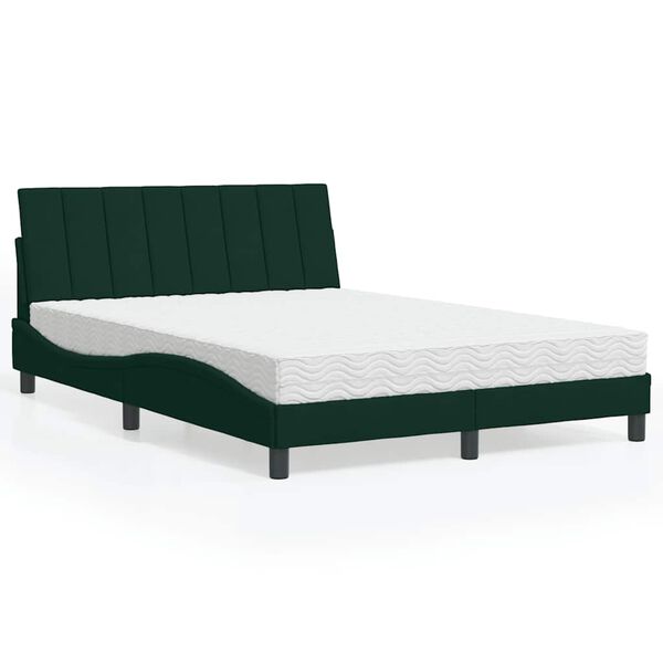 vidaXL Lit avec matelas Hanko vert fonc&eacute; 140x190 cm velours