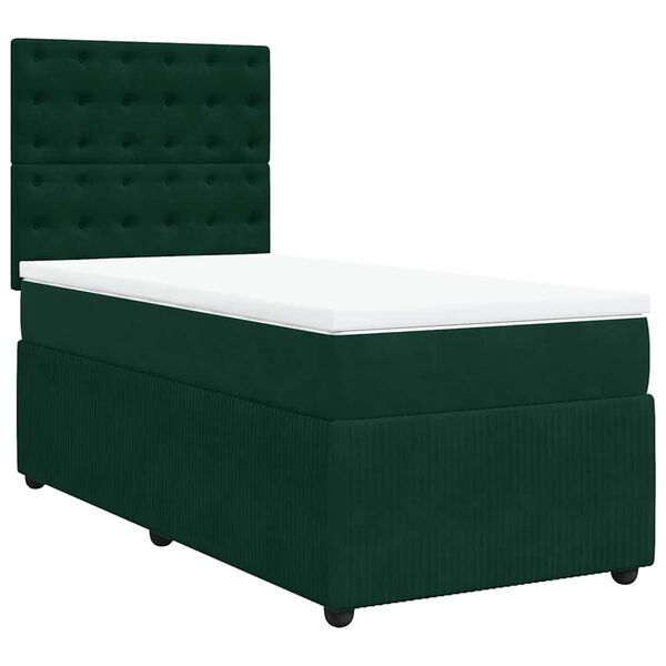 vidaXL Sommier &agrave; lattes de lit avec matelas Vert fonc&eacute; 100x200 cm