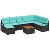 vidaXL Ensemble de canap&eacute; de jardin avec coussin 9 pcs Noir polyrotin