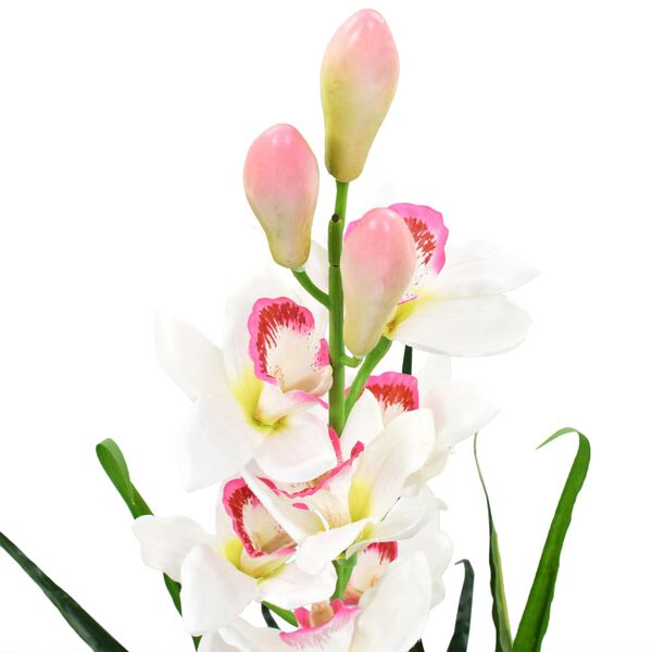 vidaXL Plante artificielle Orchidée Cymbidium avec pot 100 cm Vert