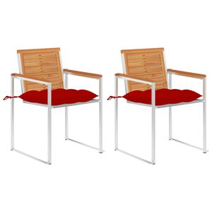 vidaXL Chaises de jardin avec coussins lot de 2 Acacia solide et acier