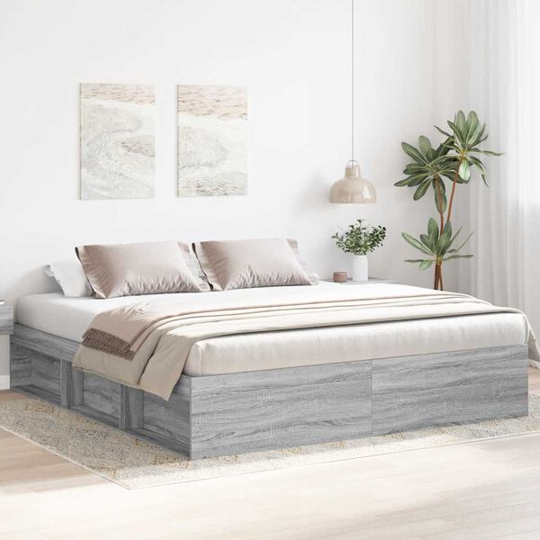 vidaXL Cadre de lit sans matelas sonoma gris 200x200 cm