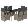 vidaXL Ensemble &agrave; manger de jardin et coussins 7 pcs gris rotin
