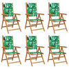 vidaXL Fauteuils pliants inclinables, 6 pi&egrave;ces, tissu vert et bois massif