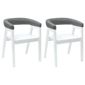 vidaXL Chaises de salle &agrave; manger 2 pc Bois de Caoutchouc Massif Blanc