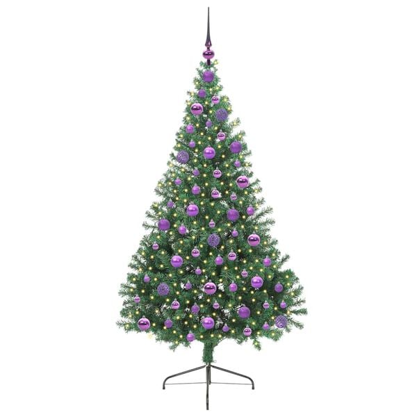 vidaXL Sapin de No&euml;l artificiel pr&eacute;-&eacute;clair&eacute; Vert 180 cm PVC